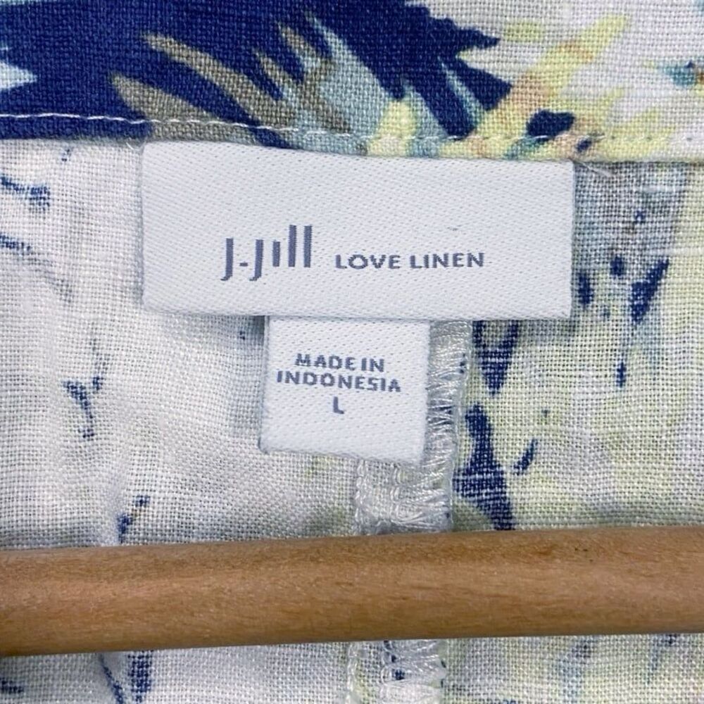 J.Jill Love Linen Tropical Palm Print Resort Wear Sleeveless Dress Women’s L - Picture 5 of 12